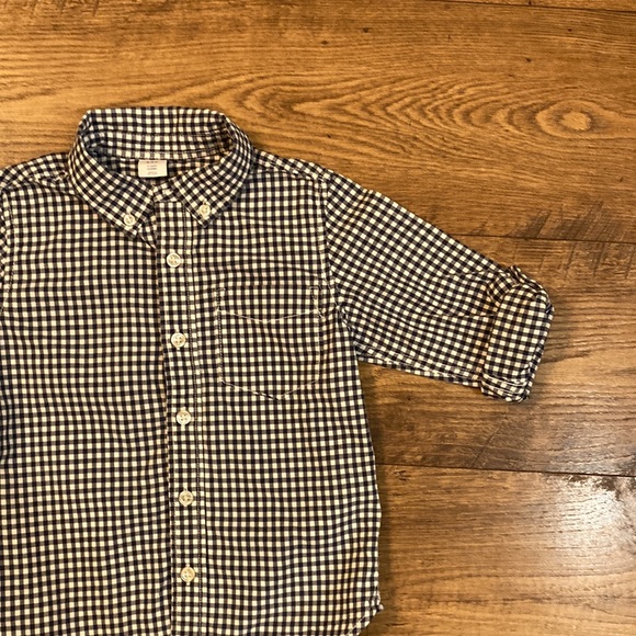 GAP Gingham Navy Plaid Button Down Shirt - Picture 4 of 5